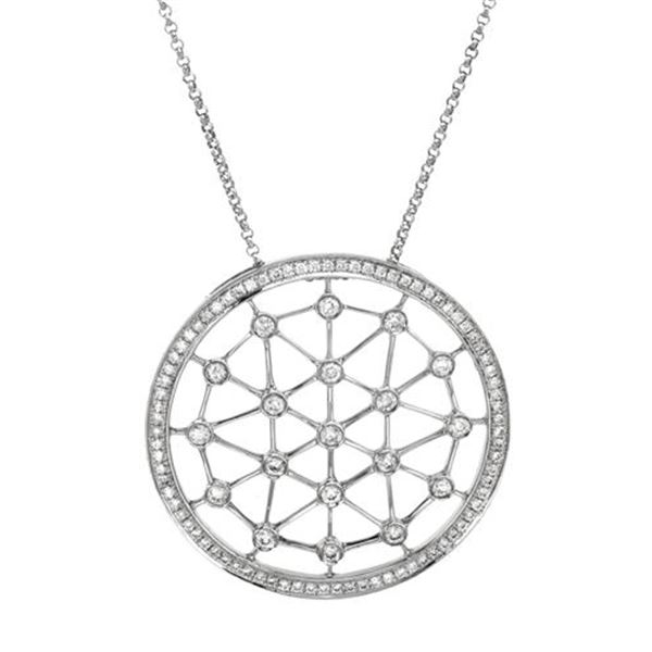 Natural 0.58 CTW Diamond Necklace 18K White Gold - REF-131F4M