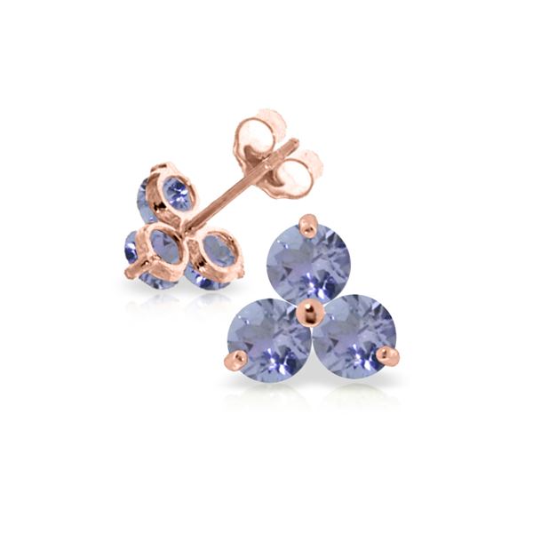 Genuine 1.50 ctw Tanzanite Earrings 14KT Rose Gold - REF-25P4H