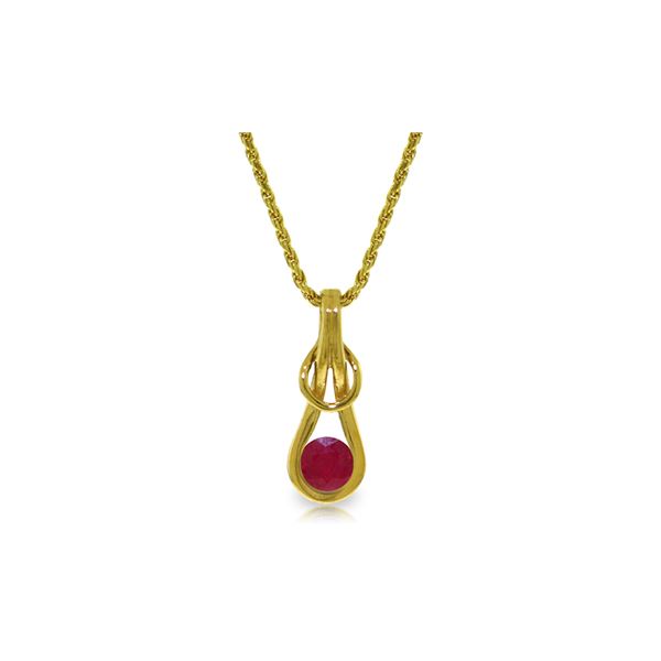 Genuine 0.65 ctw Ruby Necklace 14KT Yellow Gold - REF-77Z5N