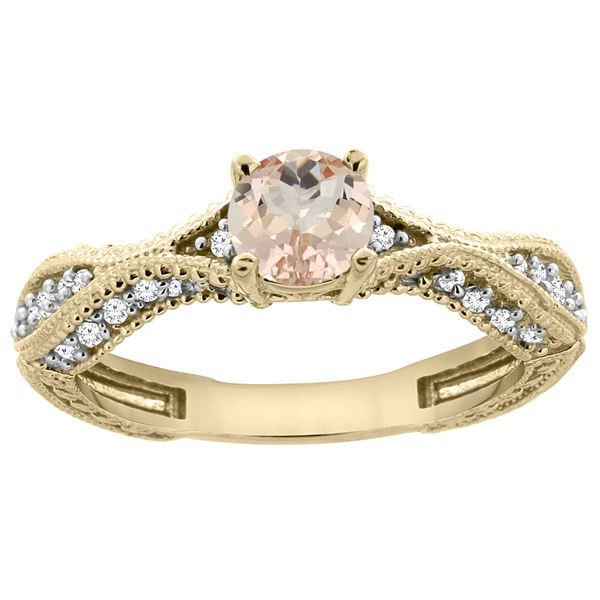 0.69 CTW Morganite & Diamond Ring 14K Yellow Gold - REF-69N2Y