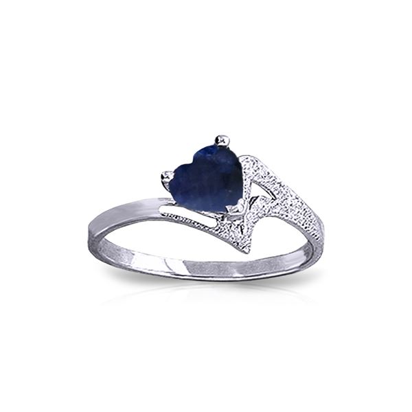 Genuine 1 ctw Sapphire Ring 14KT White Gold - REF-43M2T