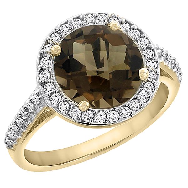 2.44 CTW Quartz & Diamond Ring 10K Yellow Gold - REF-57W3F