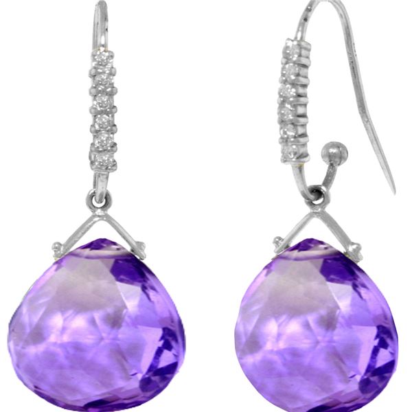 Genuine 17.18 ctw Amethyst & Diamond Earrings 14KT White Gold - REF-59X3M