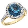 Image 1 : 2.44 CTW London Blue Topaz & Diamond Ring 14K Yellow Gold - REF-56R6H