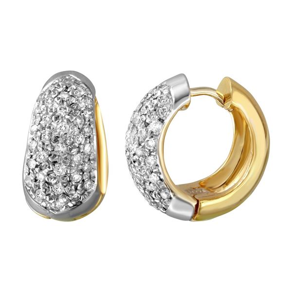 Natural 2 CTW Diamond Earrings 14K Two Tone Gold - REF-217W8H