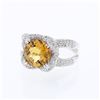Image 1 : Natural 4.38 CTW Citrine & Diamond Ring 14K White Gold - REF-108T9X