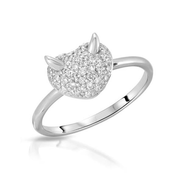 Natural 0.31 CTW Diamond Ring 18K White Gold - REF-60N3Y