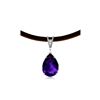 Image 1 : Genuine 6.01 ctw Amethyst & Diamond Necklace 14KT White Gold - REF-32X3M