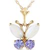 Image 1 : Genuine 0.70 ctw Opal & Tanzanite Necklace 14KT Yellow Gold - REF-25N9R