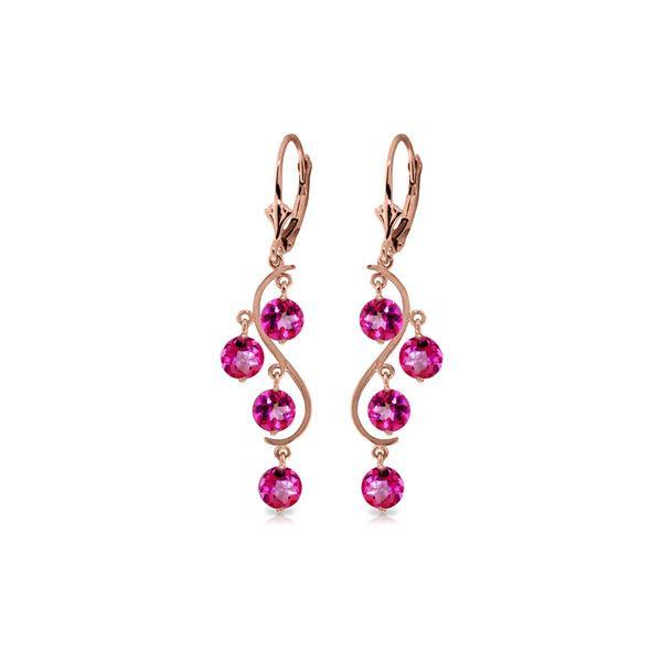 Genuine 4.95 ctw Pink Topaz Earrings 14KT Rose Gold - REF-55H2X