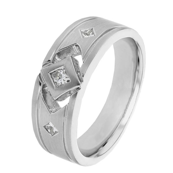 Natural 0.36 CTW Princess Diamond Ring 14K White Gold - REF-140F4M