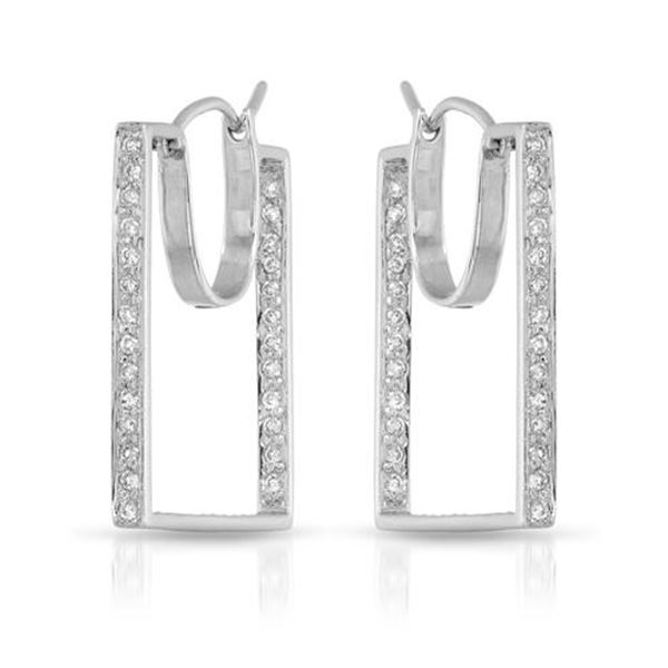 Natural 0.56 CTW Diamond Earrings 14K White Gold - REF-72N9Y