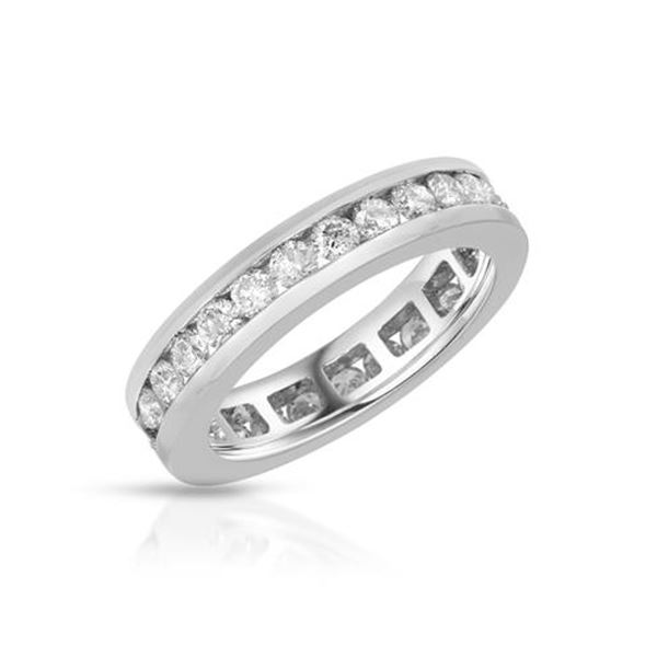 Natural 1.58 CTW Diamond Band Ring 14K White Gold - REF-153W9H