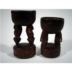 TWO LOWER SEPIK BETAL MORTARS,
