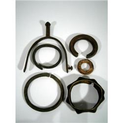 A COLLECTION OF SIX WEST AFRICAN COPPER ALLOY AND BRONZE ARTEFACTS,