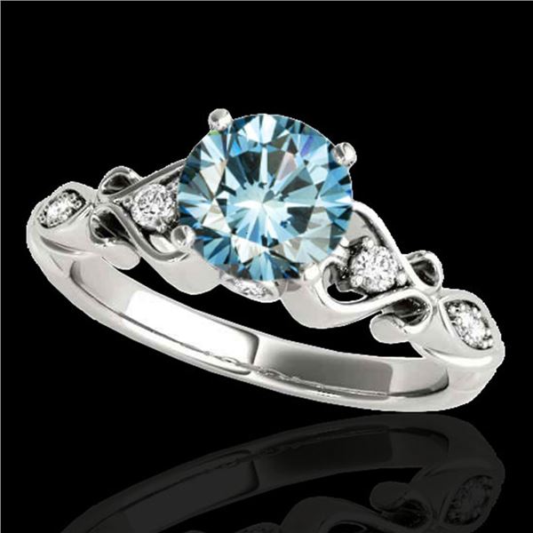 1.15 ctw SI Certified Fancy Blue Diamond Antique Ring 10k White Gold - REF-117Y3X
