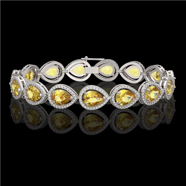 17.3 ctw Fancy Citrine & Diamond Micro Pave Halo Bracelet 10k White Gold - REF-282X9A
