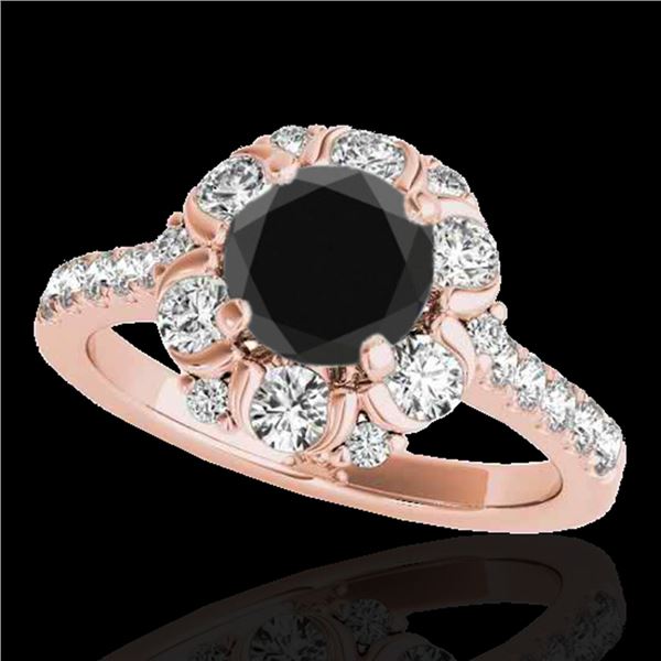 2.05 ctw Certified VS Black Diamond Solitaire Halo Ring 10k Rose Gold - REF-75Y2X