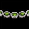 Image 3 : 31.1 ctw Peridot & Diamond Micro Pave Halo Necklace 10k White Gold - REF-600A2N