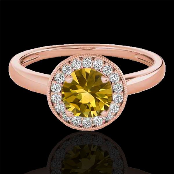 1.15 ctw Certified SI/I Fancy Intense Yellow Diamond Ring 10k Rose Gold - REF-190R9K