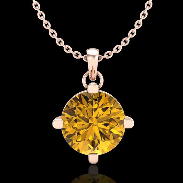 1 ctw Intense Fancy Yellow Diamond Art Deco Necklace 18k Rose Gold - REF-225X5A