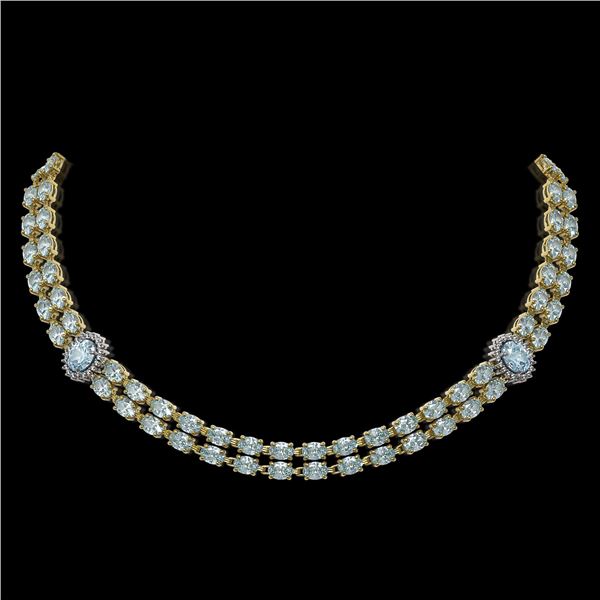 39.28 ctw Sky Topaz & Diamond Necklace 14K Yellow Gold - REF-454A5N