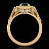 Image 3 : 1.75 ctw Fancy Black Diamond Engagment Art Deco Ring 18k Yellow Gold - REF-136G4W