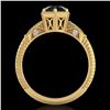 Image 3 : 1.17 ctw Fancy Black Diamond Engagment Art Deco Ring 18k Yellow Gold - REF-85F5M
