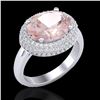 Image 1 : 4.50 ctw Morganite & Micro Pave VS/SI Diamond Ring 18k White Gold - REF-163M8G