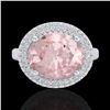 Image 2 : 4.50 ctw Morganite & Micro Pave VS/SI Diamond Ring 18k White Gold - REF-163M8G