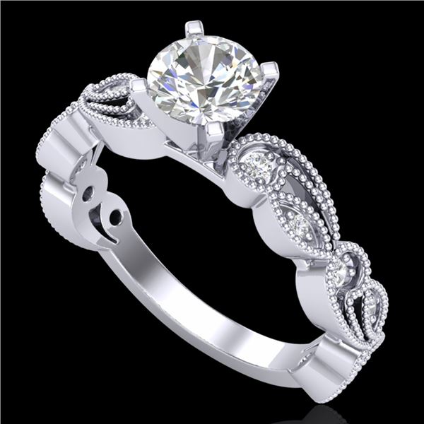 1.01 ctw VS/SI Diamond Solitaire Art Deco Ring 18k White Gold - REF-218N2F