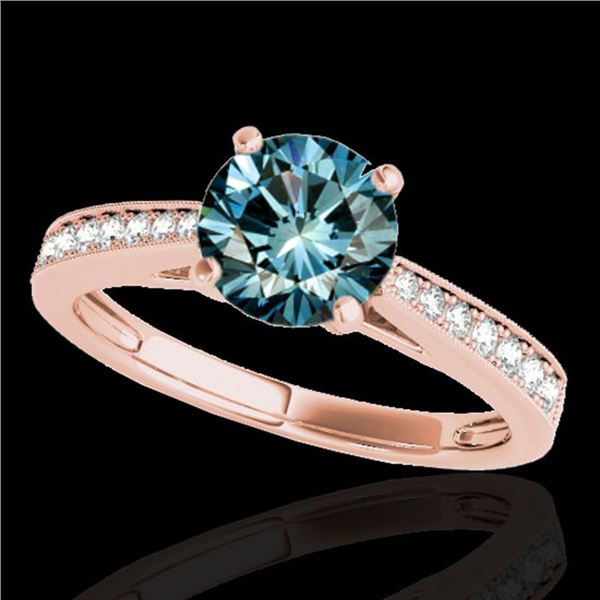 1.25 ctw SI Certified Fancy Blue Diamond Solitaire Ring 10k Rose Gold - REF-118Y6X