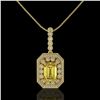 Image 2 : 5.82 ctw Canary Citrine & Diamond Victorian Necklace 14K Yellow Gold - REF-172X8A