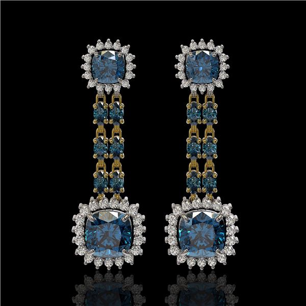 20.04 ctw London Topaz & Diamond Earrings 14K Yellow Gold - REF-239K8Y