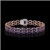 Image 3 : 19.07 ctw Sapphire & Diamond Bracelet 14K Rose Gold - REF-236W4H