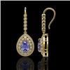 Image 2 : 8.95 ctw Tanzanite & Diamond Victorian Earrings 14K Yellow Gold - REF-345F5M