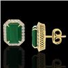 Image 2 : 10.40 ctw Emerald & Micro Pave VS/SI Diamond Earrings 18k Yellow Gold - REF-142F4M