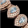 Image 3 : 42.94 ctw Aquamarine & Diamond Victorian Bracelet 14K Rose Gold - REF-1722N9F
