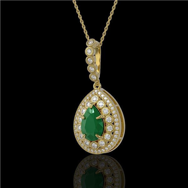 4.97 ctw Certified Emerald & Diamond Victorian Necklace 14K Yellow Gold - REF-178M2G