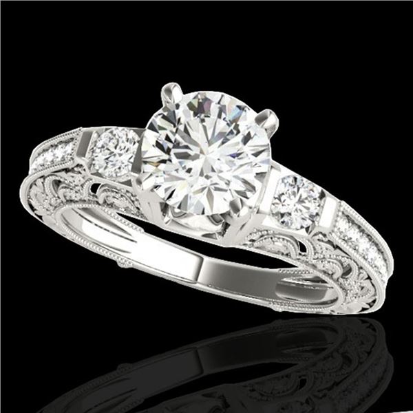 1.38 ctw Certified Diamond Solitaire Antique Ring 10k White Gold - REF-201N8F