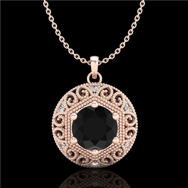1.11 ctw Fancy Black Diamond Art Deco Stud Necklace 18k Rose Gold - REF-87F3M
