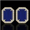 Image 1 : 14 ctw Sapphire & Micro Pave VS/SI Diamond Earrings 18k Yellow Gold - REF-136K4Y