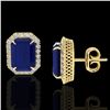 Image 2 : 14 ctw Sapphire & Micro Pave VS/SI Diamond Earrings 18k Yellow Gold - REF-136K4Y