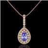 Image 2 : 4.47 ctw Tanzanite & Diamond Victorian Necklace 14K Rose Gold - REF-245Y5X