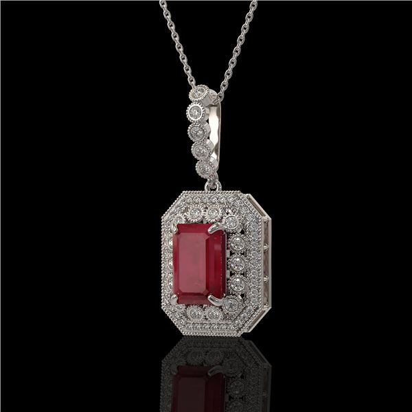 7.18 ctw Certified Ruby & Diamond Victorian Necklace 14K White Gold - REF-172Y8X
