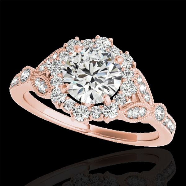 1.5 ctw Certified Diamond Solitaire Halo Ring 10k Rose Gold - REF-190H9R