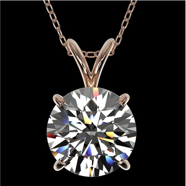 2 ctw Certified Quality Diamond Solitaire Necklace 10k Rose Gold - REF-449R5K