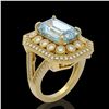 Image 2 : 5.69 ctw Certified Aquamarine & Diamond Victorian Ring 14K Yellow Gold - REF-170G9W