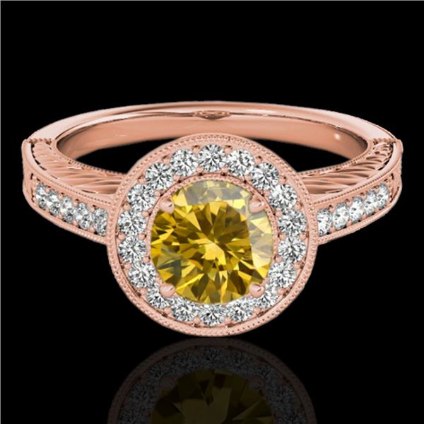1.5 ctw Certified SI/I Fancy Intense Yellow Diamond Ring 10k Rose Gold - REF-231W8H