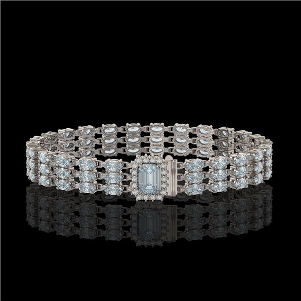 21.86 ctw Aquamarine & Diamond Bracelet 14K White Gold - REF-318F2M